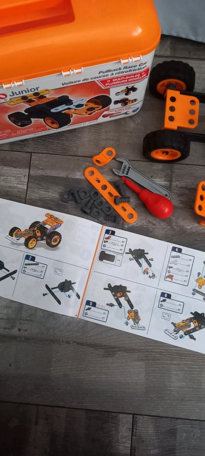 Voiture de course à rétrofriction à construire noire et jaune Meccano junior – photo 2